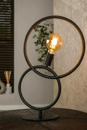 Expédié Aujourd'hui Lampe design noire – 2 anneaux TRIBECA