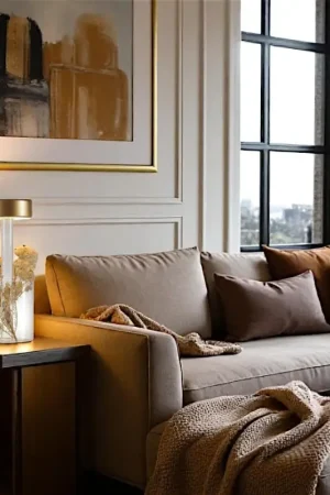 Lampe rechargeable dorée avec vase en verre design ALMA Populaire