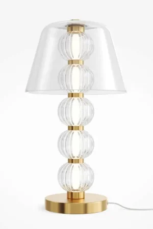 Vente Directe Lampe de table en verre - perles ciselées style rétro BELLA