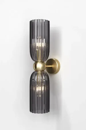 Applique rétro en verre gris fumé, forme sablier SOLANA Satisfait Ou Remboursé
