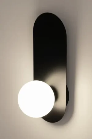 Applique globe en verre avec support noir, style design MESA Nouvelle Collection