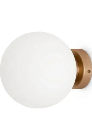 Applique globe verre dépoli - blanc & or, 18 cm DELTONA Meilleur Prix