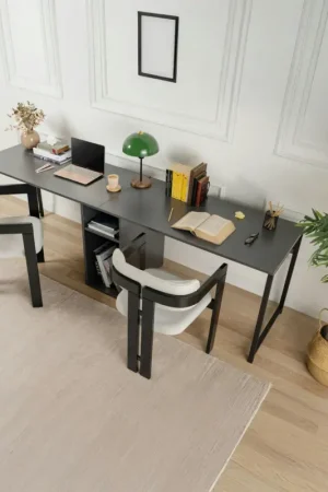 Bureau double noir - rangement central intégré MARFA Acheter Direct