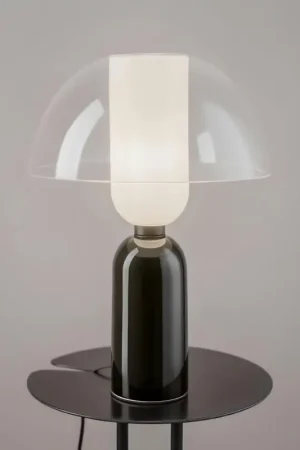 Authentique Lampe de salon noire rétro – verre et céramique WINDER