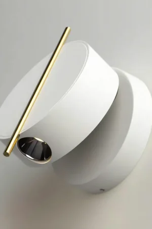 Applique murale design blanche & or – bloc rond orientable MESA Bon Marché
