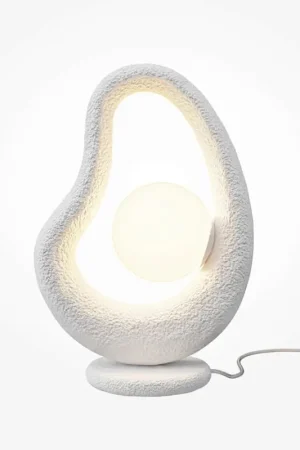 Lampe à poser blanche texturée – globe central LULING Promotion