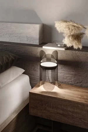 Lampe de chevet moderne en verre fumé – forme corolle ELY Offre Spéciale