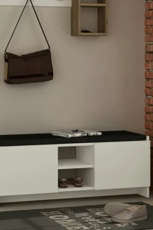 Banc d'entrée blanc avec rangement chaussures MARFA Authentique