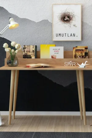 Bureau d'appoint console effet chêne - avec niche MARFA Prix Bas
