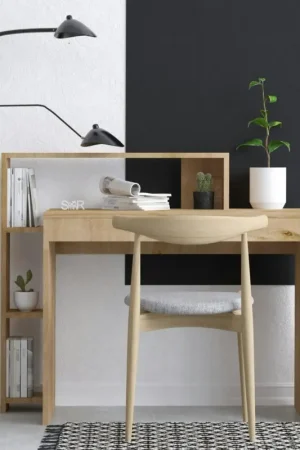 Bon Marché Bureau moderne avec rangement niches - effet chêne MARFA