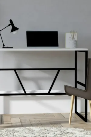 Top Vente Petit bureau moderne noir avec plateau blanc JENA