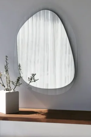 Acheter Direct Miroir design organique - cadre verre transparent 75 cm CODY
