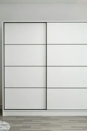 Armoire penderie blanche portes coulissantes L.180 cm BYRON Expédié Aujourd'hui