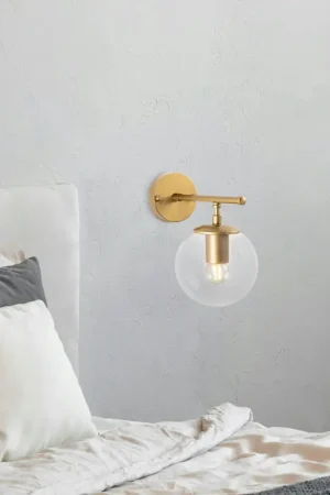 Quantité Limitée Applique murale moderne dorée, globe verre sur tige SIERRE