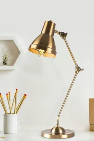 Must-Have Lampe de bureau articulée vintage, finition dorée SILE