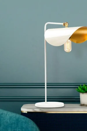Jusqu'à Épuisement Des Stocks Lampe de table moderne blanche, abat-jour galbé SINOP
