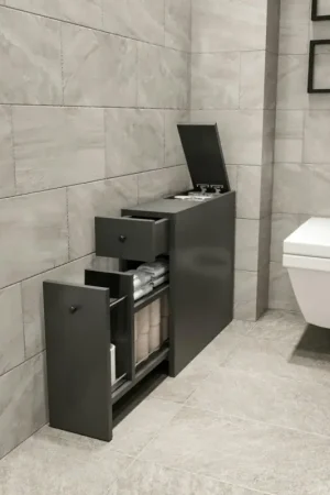 Meuble WC gris anthracite, 2 tiroirs 1 porte MARFA Commander Maintenant