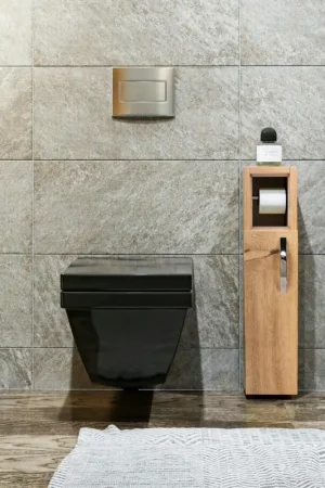 Dernière Chance Colonne WC effet bois clair 1 porte et dérouleur papier MARFA