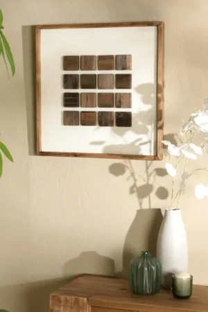 Prix Promo Décoration murale petits carrés bois sur fond blanc DENVER