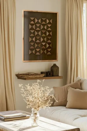 Prix Choc Décoration murale triangles bois sur fond noir DENVER