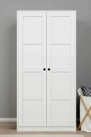 Vente Directe Armoire penderie 2 portes blanche, détail encadrement BYRON