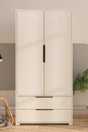 Achetez Aujourd'hui Armoire penderie blanche moderne, 2 portes 2 tiroirs BYRON