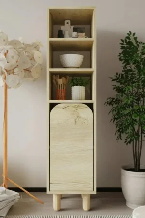 Colonne de rangement effet bois, 1 porte courbe VAREN Commander Vite