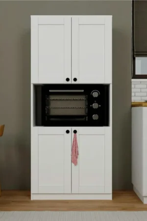 Vaisselier de cuisine blanc 4 portes 1 niche rangement VAREN Offre Du Jour