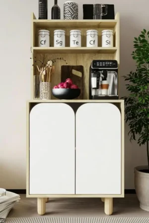 Vaisselier de cuisine 2 portes courbes blanches VAREN Commande En Gros