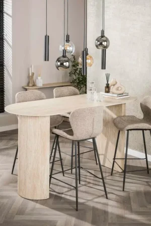 Commander Vite Table bar céramique effet travertin, pieds colonne 180 cm ASCOLI