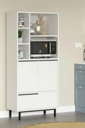 Colonne rangement cuisine blanche niche micro-ondes JENA Expédié Aujourd'hui