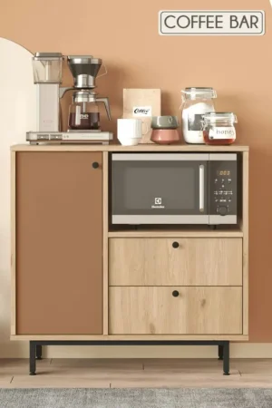 Quantité Limitée Buffet cuisine niche micro-ondes et 1 porte brun chaud JENA