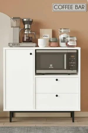 Buffet de cuisine blanc niche micro-ondes et 1 porte JENA Prix Choc