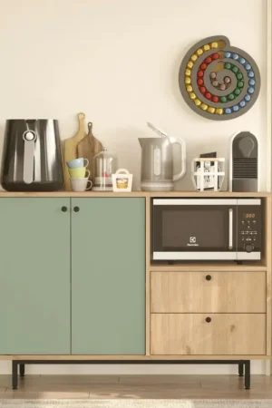 Meuble rangement cuisine 2 portes sauge 2 tiroirs JENA Seulement Aujourd'hui