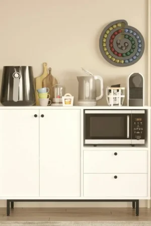 Meuble rangement cuisine blanc 2 portes 2 tiroirs JENA Super Prix