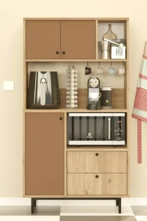 Marque Buffet cuisine 3 portes niches micro-ondes et cafetière JENA