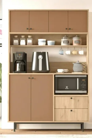 Buffet cuisine niche micro-ondes 6 portes L 120 cm JENA Dernier Modèle