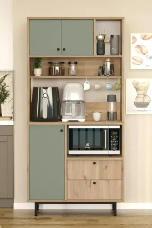Buffet cuisine bohème niche micro-ondes H 180 cm JENA Réduction