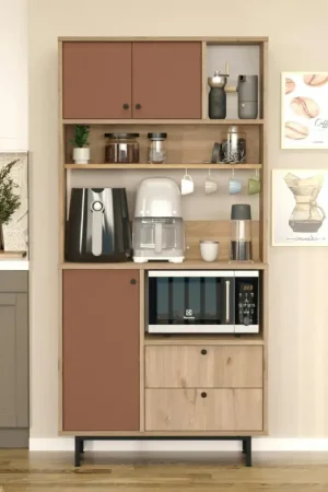 Meilleur Choix Buffet cuisine 3 portes niche micro-ondes H 180 cm JENA