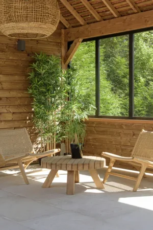 Salon de détente extérieur en teck 2 fauteuils LUMIO Nouvel Arrivage