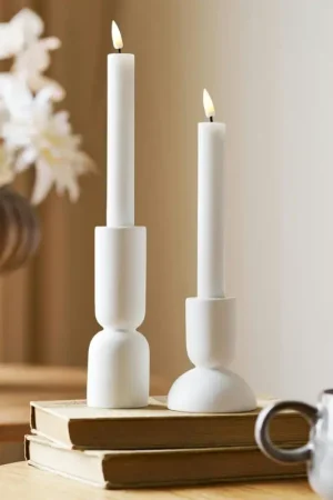Bougeoir blanc design (2 formes assorties) Certifié