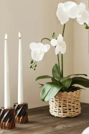 Soldes Bougeoir en verre brun strié (lot de 2)