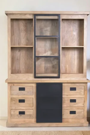 Vaisselier industriel moderne à portes coulissantes 160 cm CEYLAN Top Vente