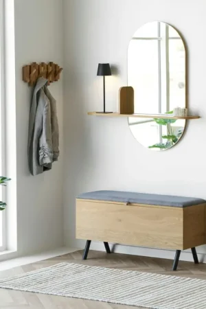 Affaire À Saisir Miroir d'entrée avec étagère décor bois clair SEOUL