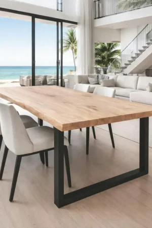 Achetez Aujourd'hui Table extensible chêne blanc bords naturels pieds en U 180 cm PALERME