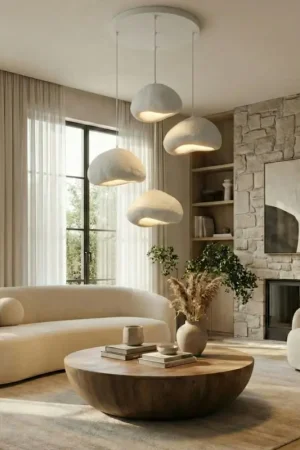 Prix Bas Suspension blanche design organique 4 abat-jour NOXIS