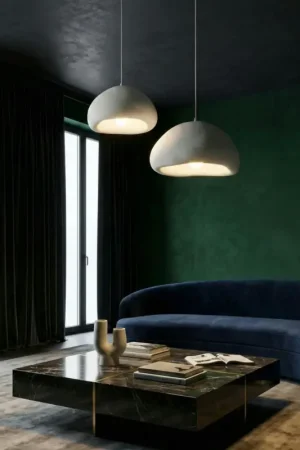 Petit Prix Suspension blanche design wabi-sabi 2 abat-jour NOXIS