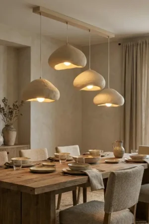 Suspension de table beige organique 4 lampes 154 cm NOXIS Commander Maintenant