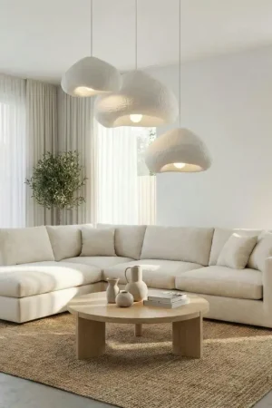 Prix Promo Suspension blanche design 3 abat-jour 82 cm NOXIS
