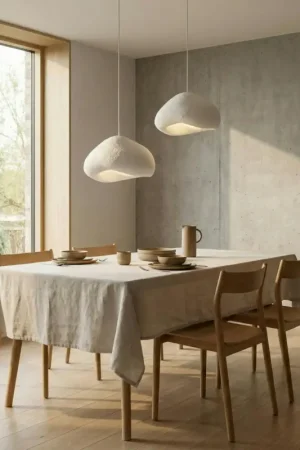 Satisfait Ou Remboursé Suspension blanche design organique 2 abat-jour 94 cm NOXIS